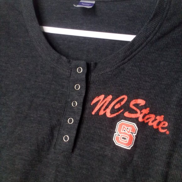 Bottom Drawers Sleepwear Shirt Women M NC State Long Sleeve Thermal Gray - Picture 10 of 14